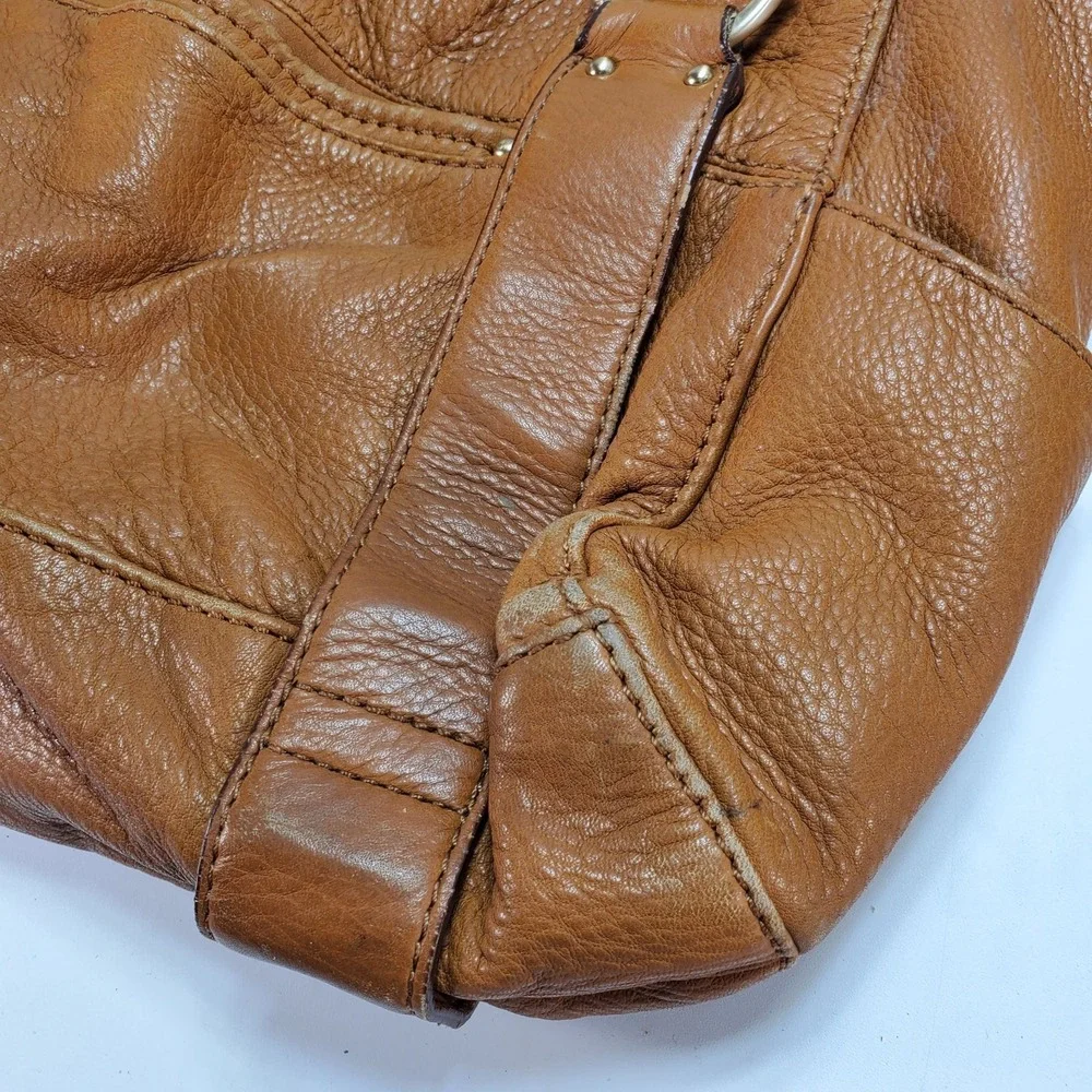 Michael Kors Rust Brown Multi Pocket Pebbled Leather Shoulder‎ Bag Y2K Hobo
